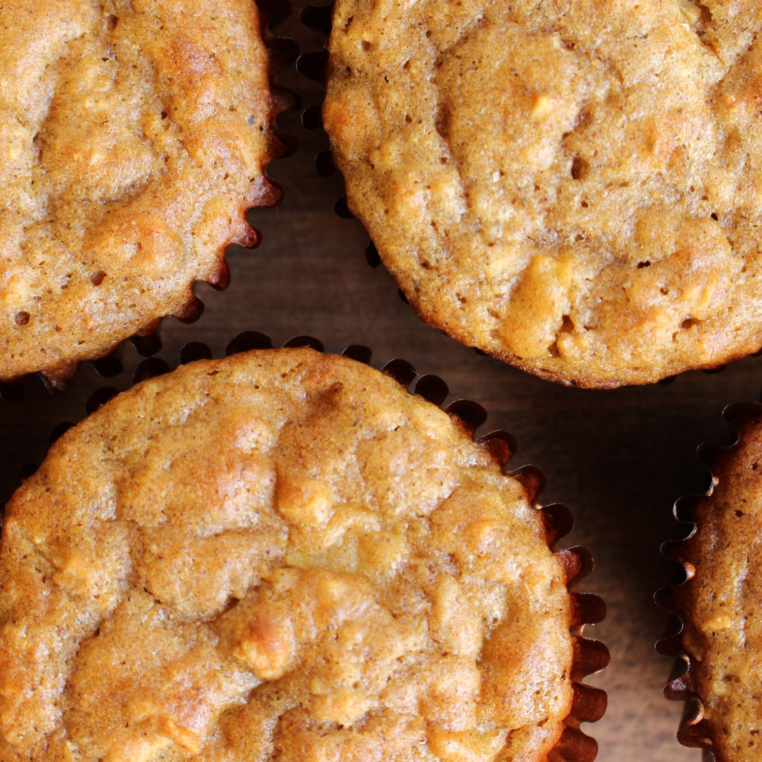 Close up of lightened up apple spiced muffins