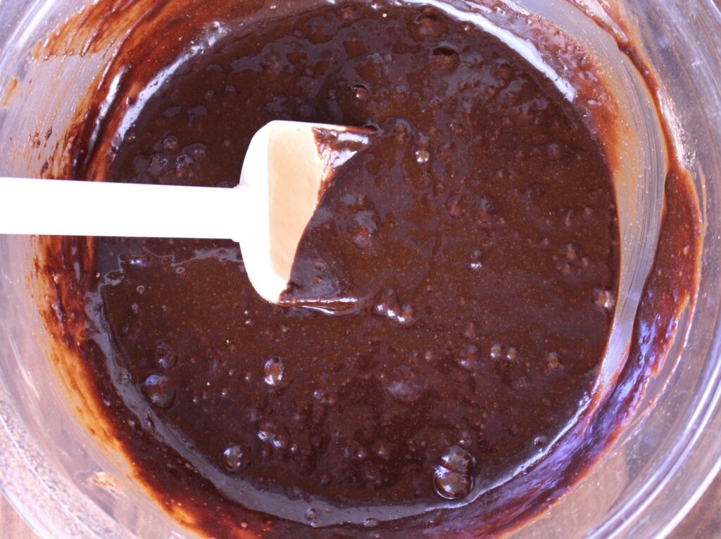 Healthy brownie batter all mixed together.