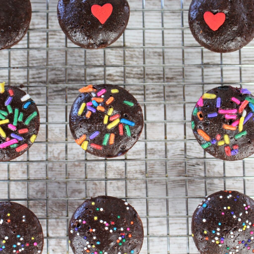 Healthier brownie bites topped with sprinkles.