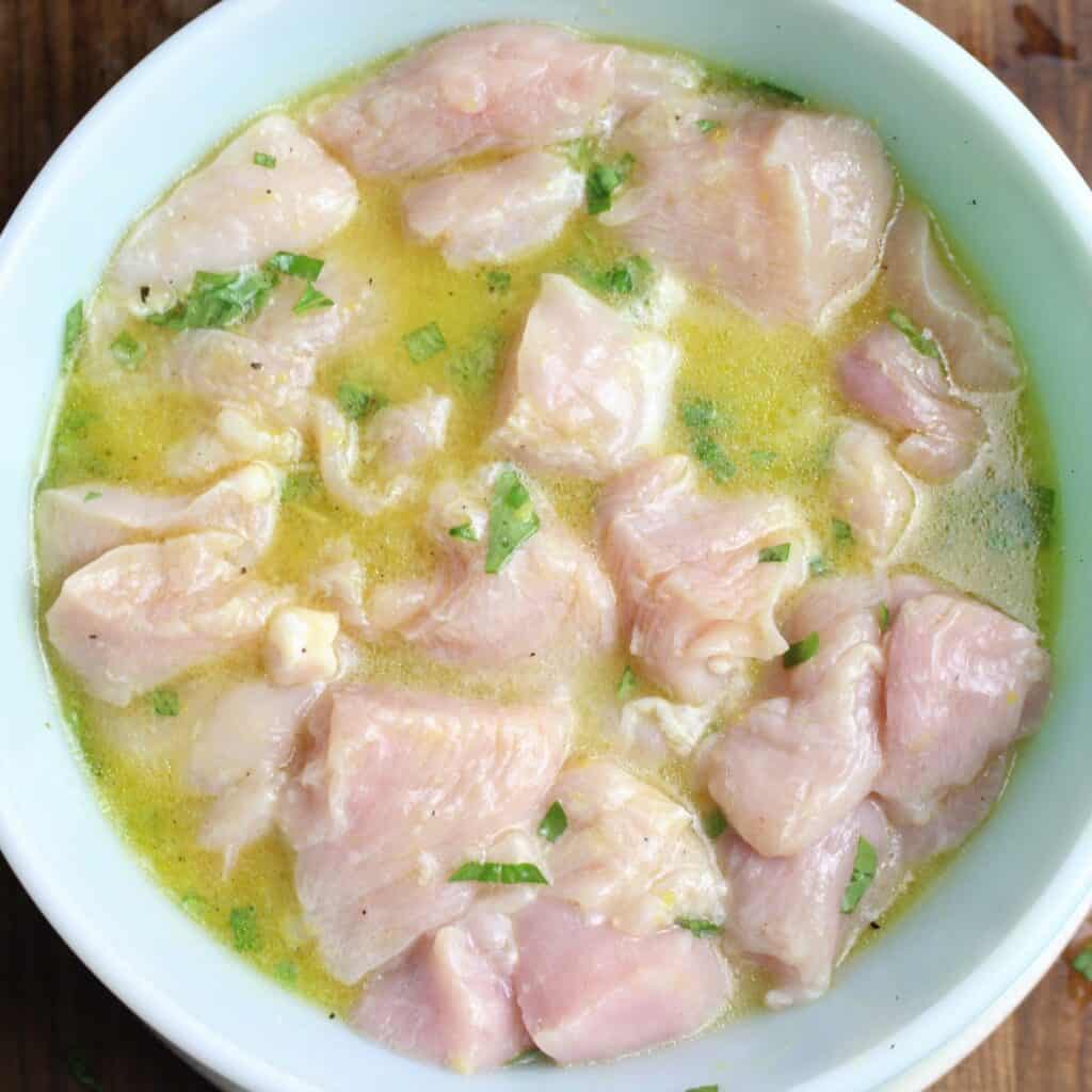 marinating chicken in lemon basil sauce