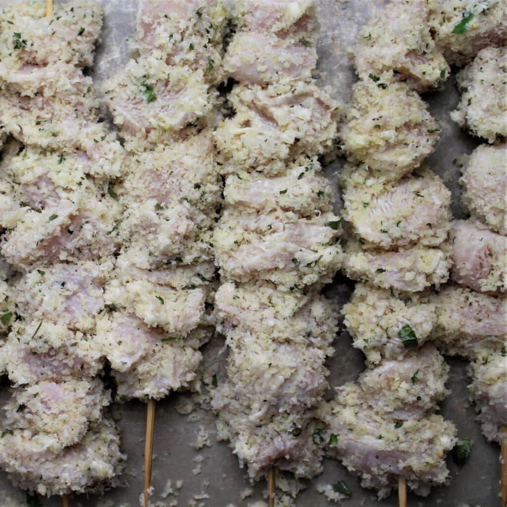 chicken spiedini ready to be grilled