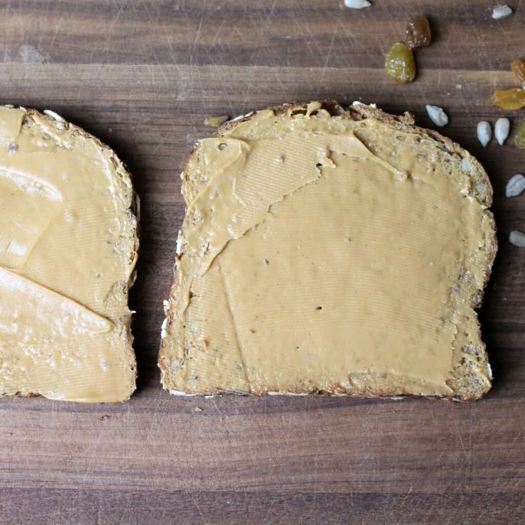 peanut butter spread on bread