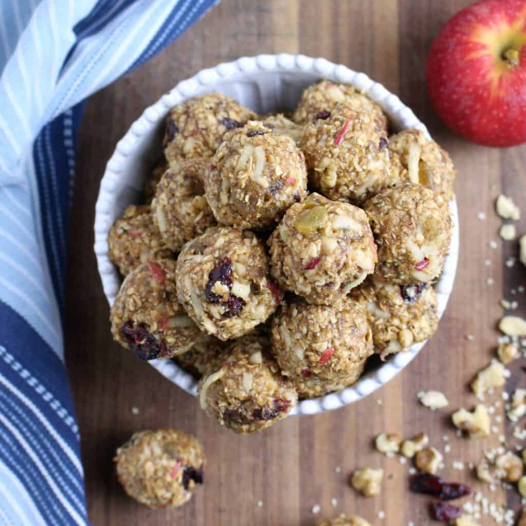 Apple Cinnamon Energy Balls made with fresh apples