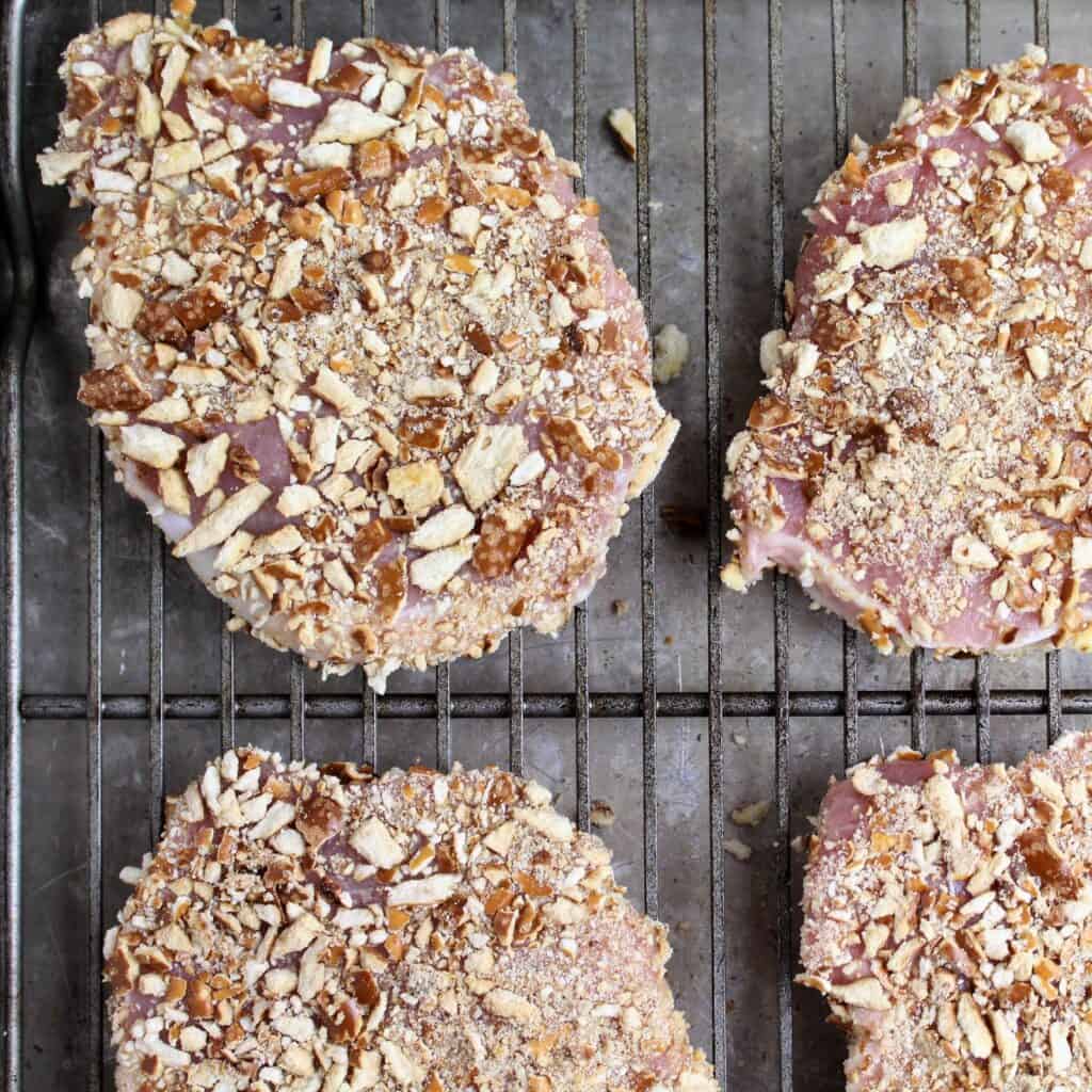 schnitzel coated with pretzel crumbs