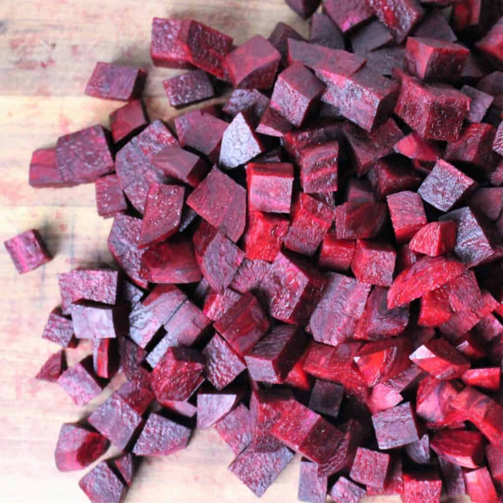 red beets chopped into small cubes