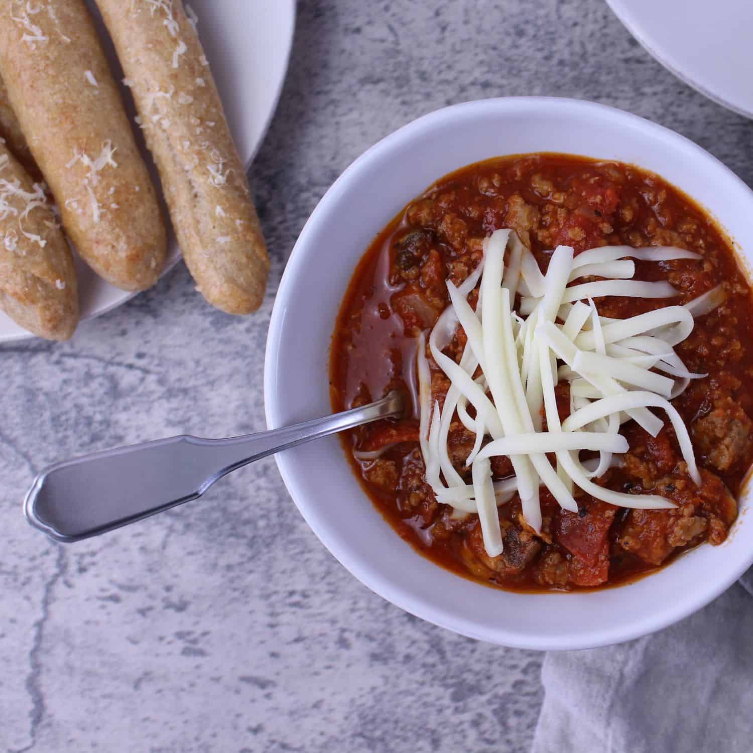 Featured image for “Comforting Pizza Chili with Your Favorite Toppings”