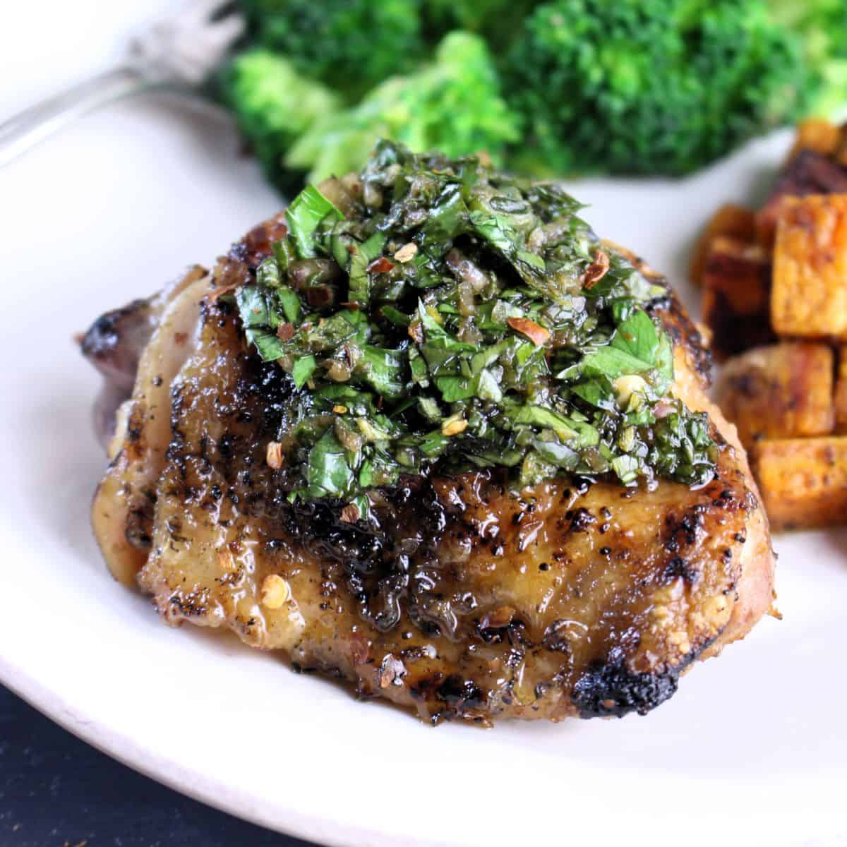 Featured image for “Easy Herby Chimichurri on Chicken Thighs”
