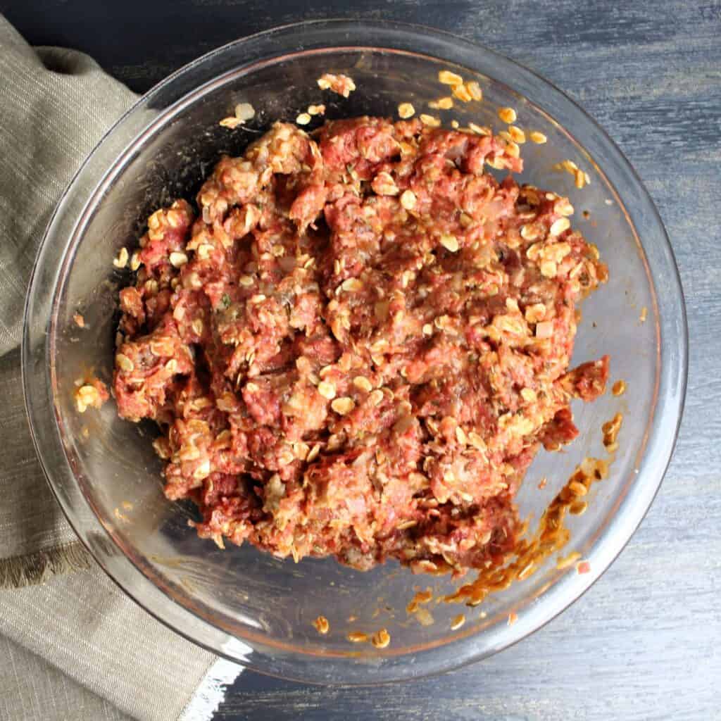 Meatball ingredients ready to be rolled.