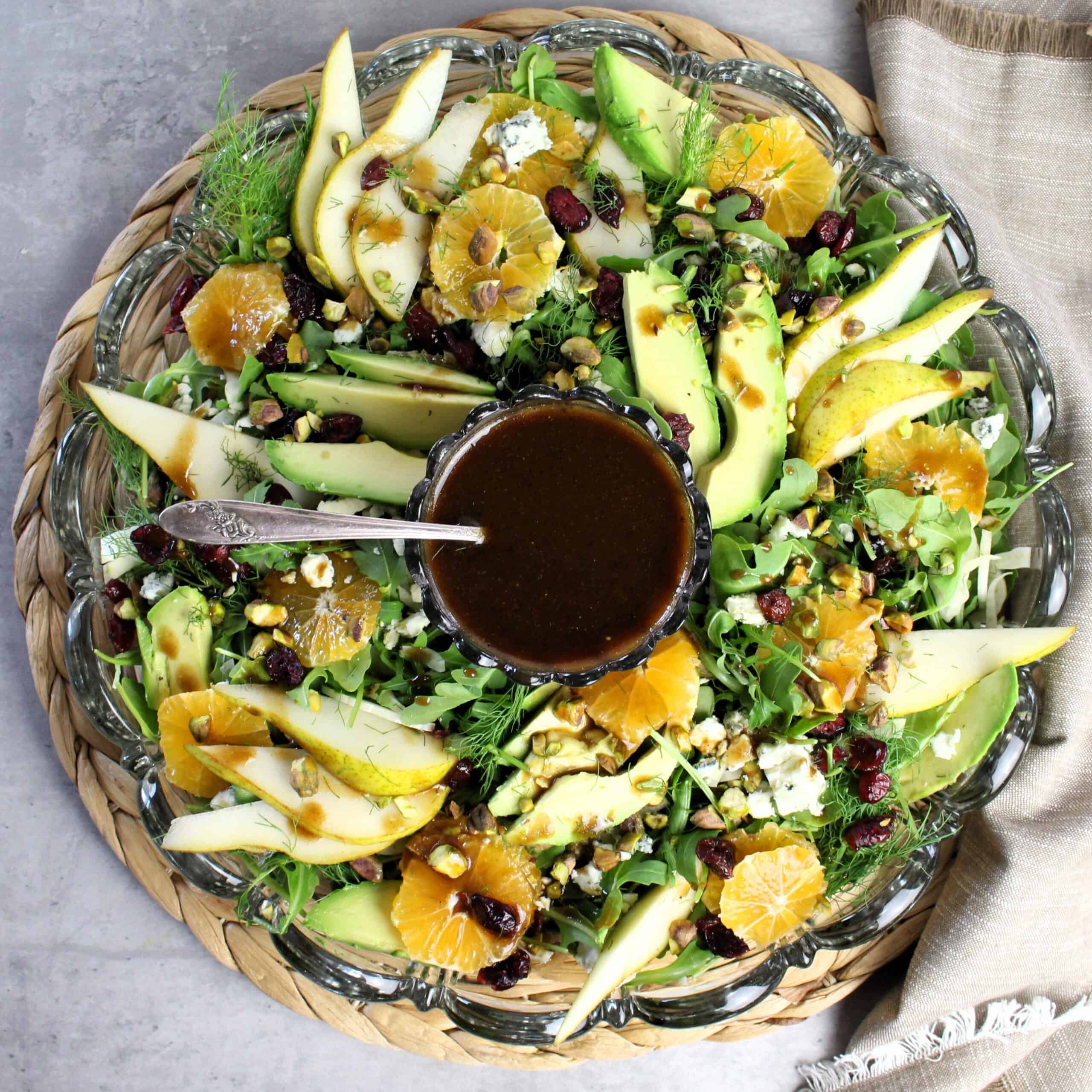 Featured image for “Beautiful Pear Arugula Salad with Maple Balsamic Dressing”